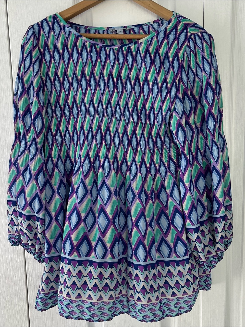 Floral and Ivy blouse Vibrant Geometric Womens M